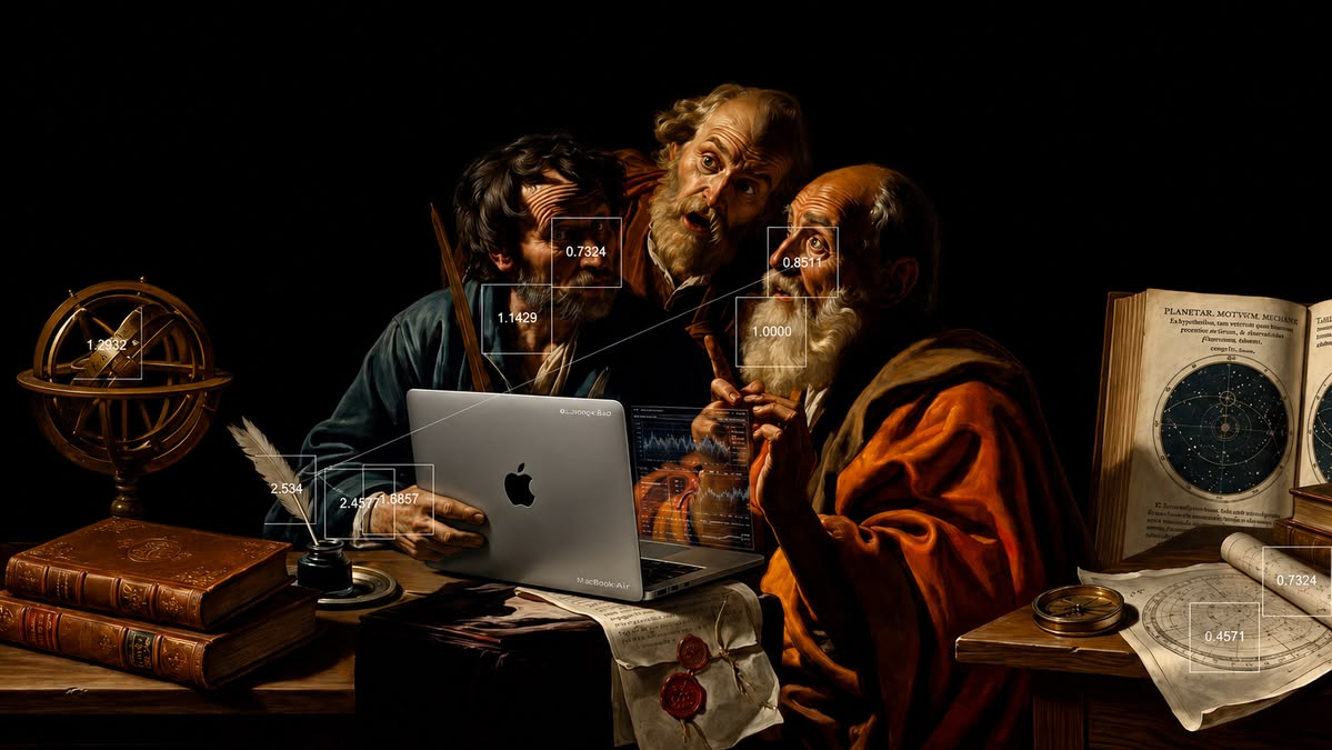 A speaker mid-talk, slide deck glowing behind them, audience in soft focus